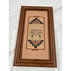 Ray Shondee Navajo Sand Art Framed Yei Figure Southwestern Native American Art